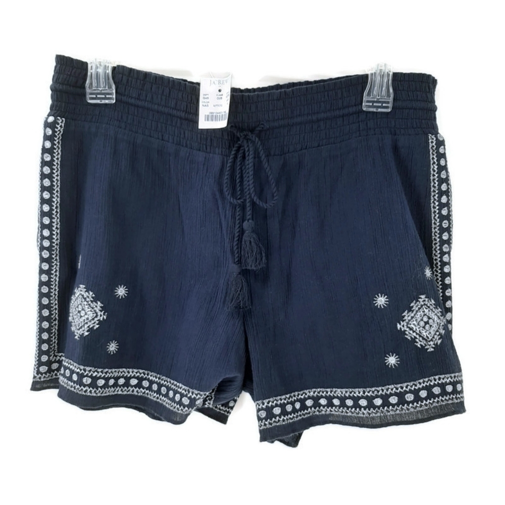 J. Crew NWT Navy embroidered shorts sz 6